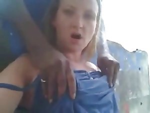 White slut groped in public by black guys